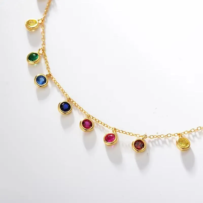 Unique Rainbow Necklaces For Women Luxury AAAA Cubic Zirconia Chain Necklace