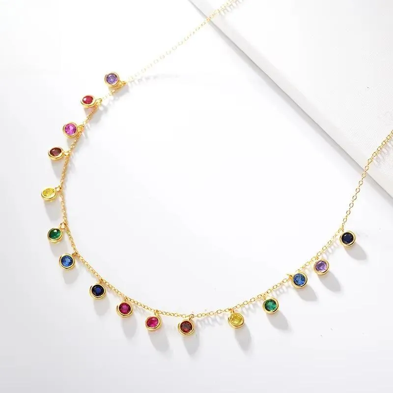 Unique Rainbow Necklaces For Women Luxury AAAA Cubic Zirconia Chain Necklace
