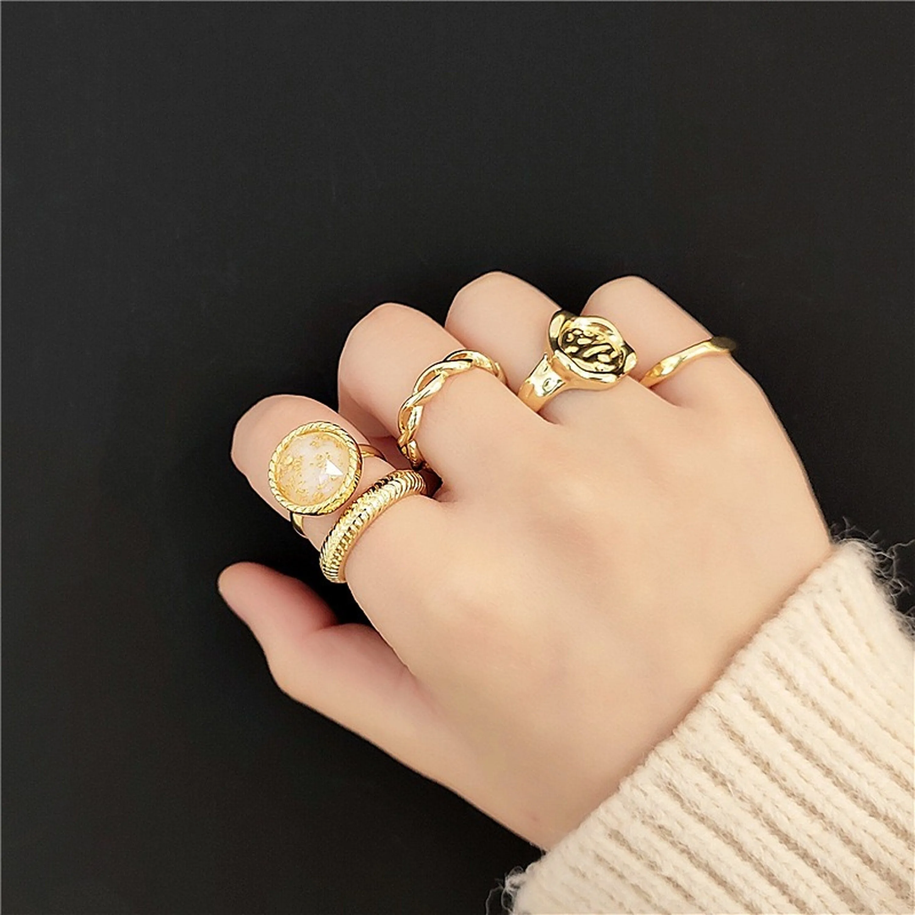 Unisex Streetwear Gold Cuban Signet Rings