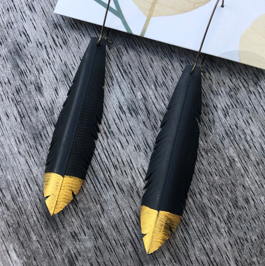 Upcycled Feather earrings - Dipped