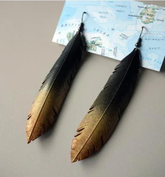 Upcycled Feather earrings - Spray Shine Singles