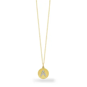 Uppercase Diamond Initial Disc Pendant by KC Designs
