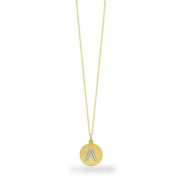 Uppercase Diamond Initial Disc Pendant by KC Designs