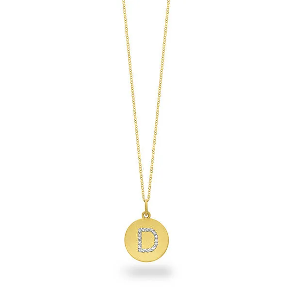 Uppercase Diamond Initial Disc Pendant by KC Designs