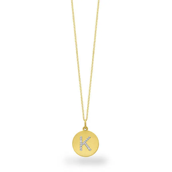 Uppercase Diamond Initial Disc Pendant by KC Designs