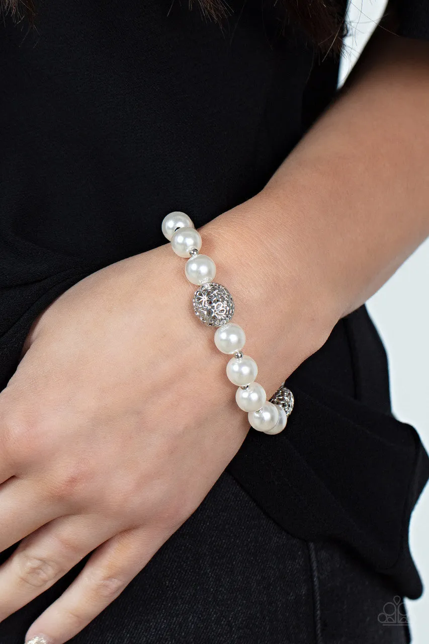 Upscale Whimsy White Paparazzi Bracelet