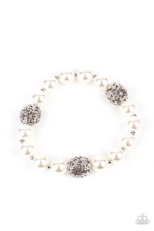 Upscale Whimsy White Paparazzi Bracelet