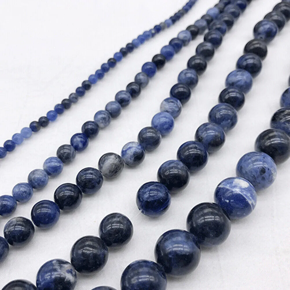 US 6/8/10mm 5A Grade Natural Round Stone Beads Loose Gemstone Smooth DIY Jewelry