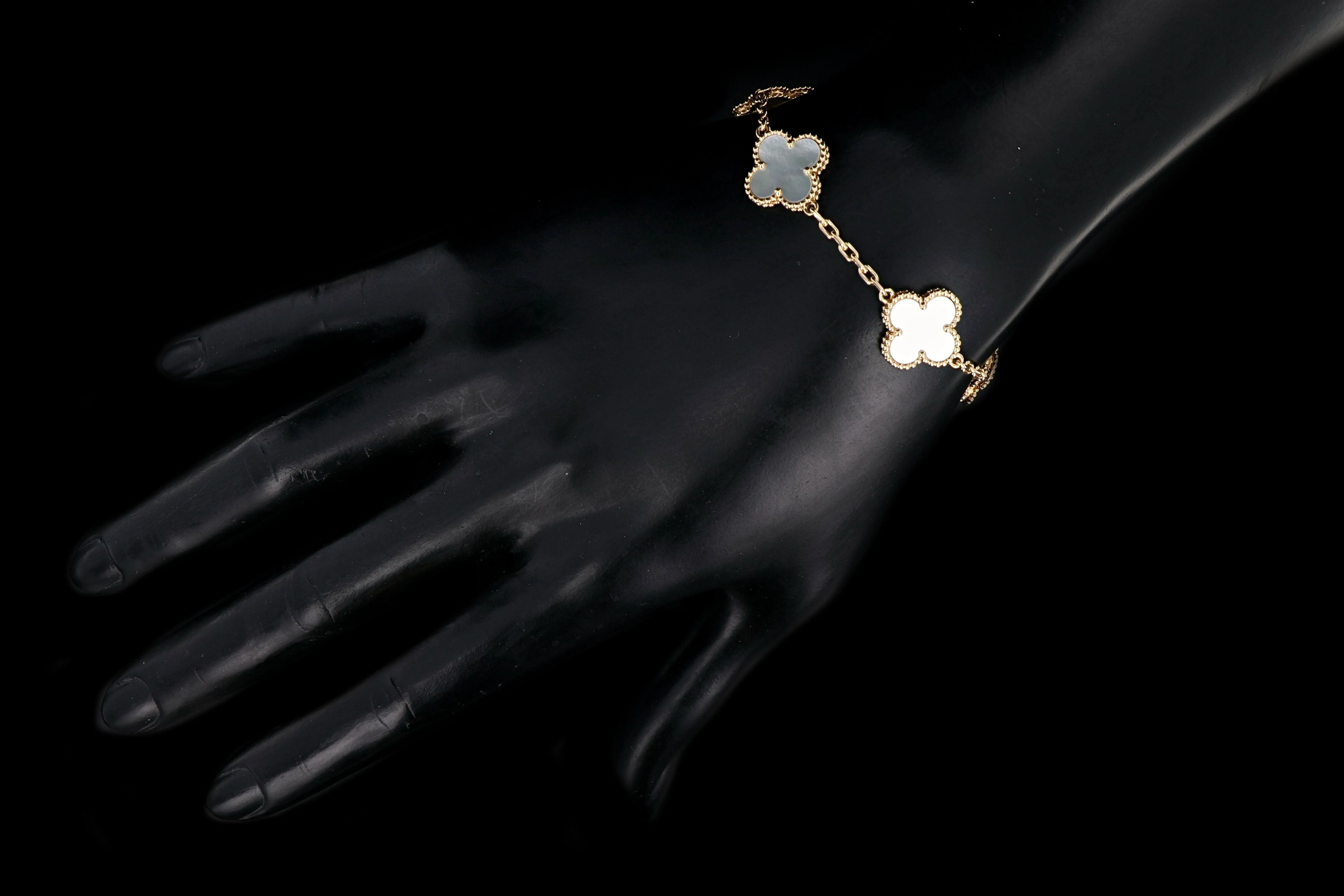 Van Cleef & Arpels Mother of Pearl Alhambra 18K Yellow Gold 5 Motifs Bracelet