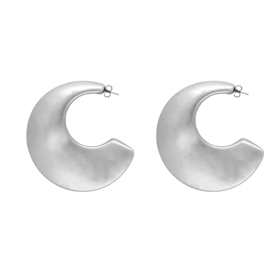 Vanessa Baroni Silver Big Moon Earrings