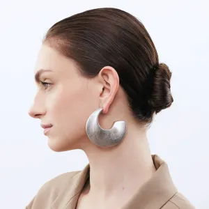 Vanessa Baroni Silver Big Moon Earrings