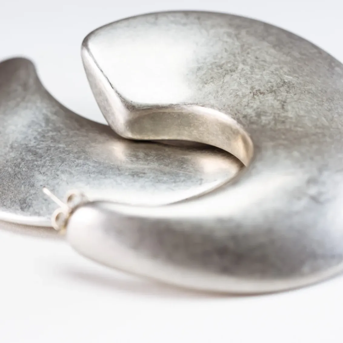 Vanessa Baroni Silver Big Moon Earrings
