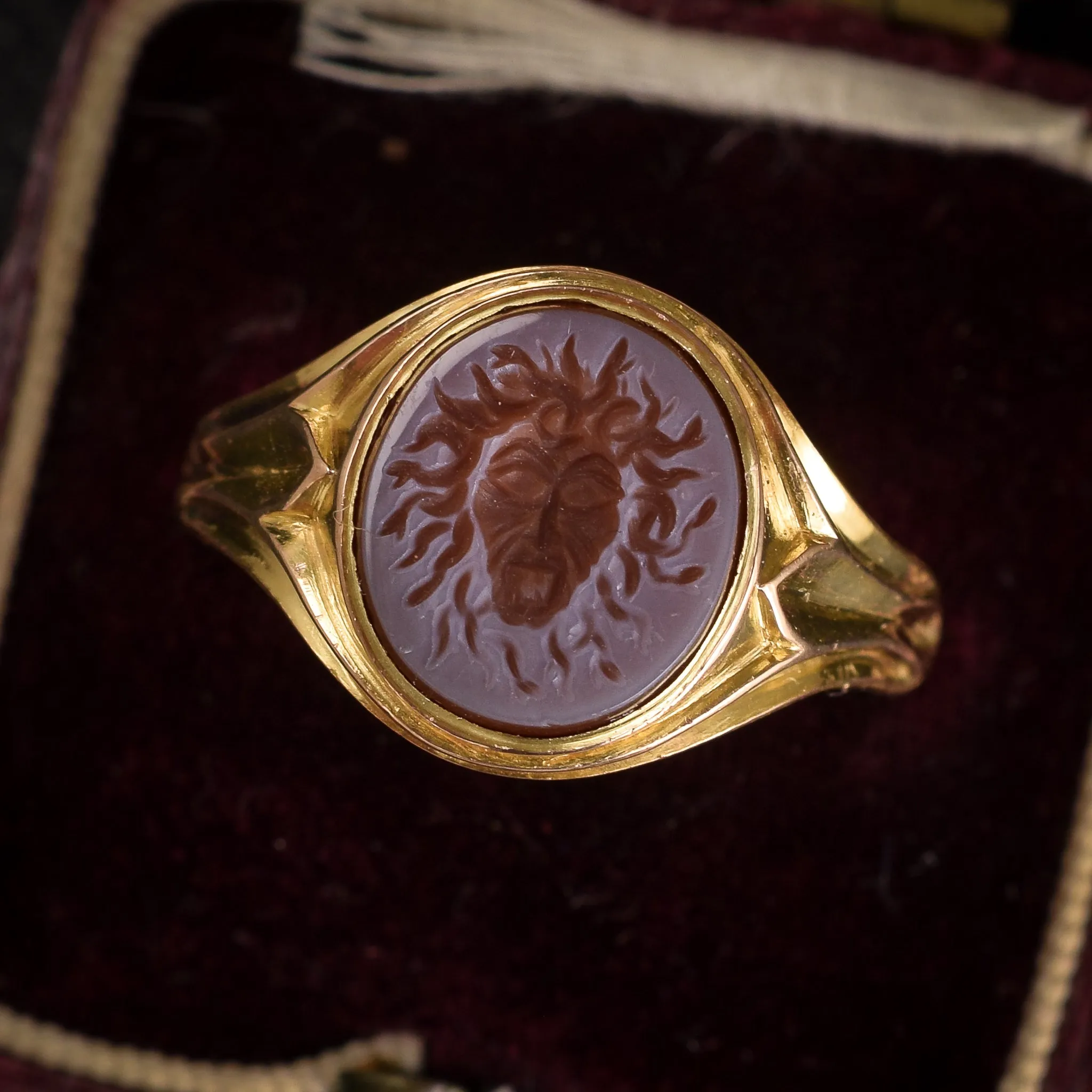 Victorian Medusa Intaglio Signet Ring