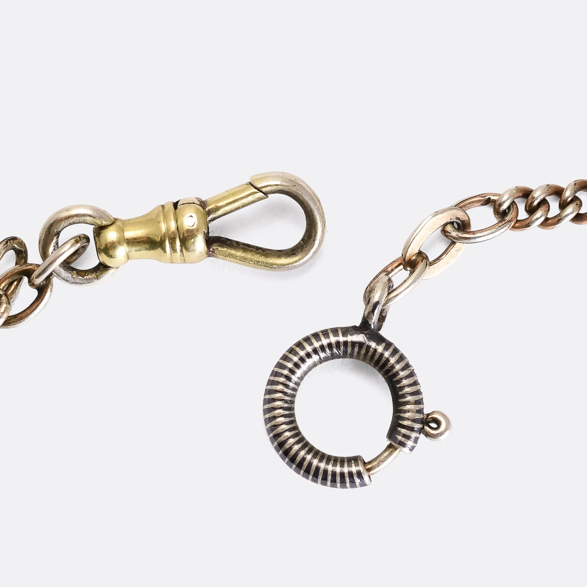 Victorian Niello Silver Chain, 26"