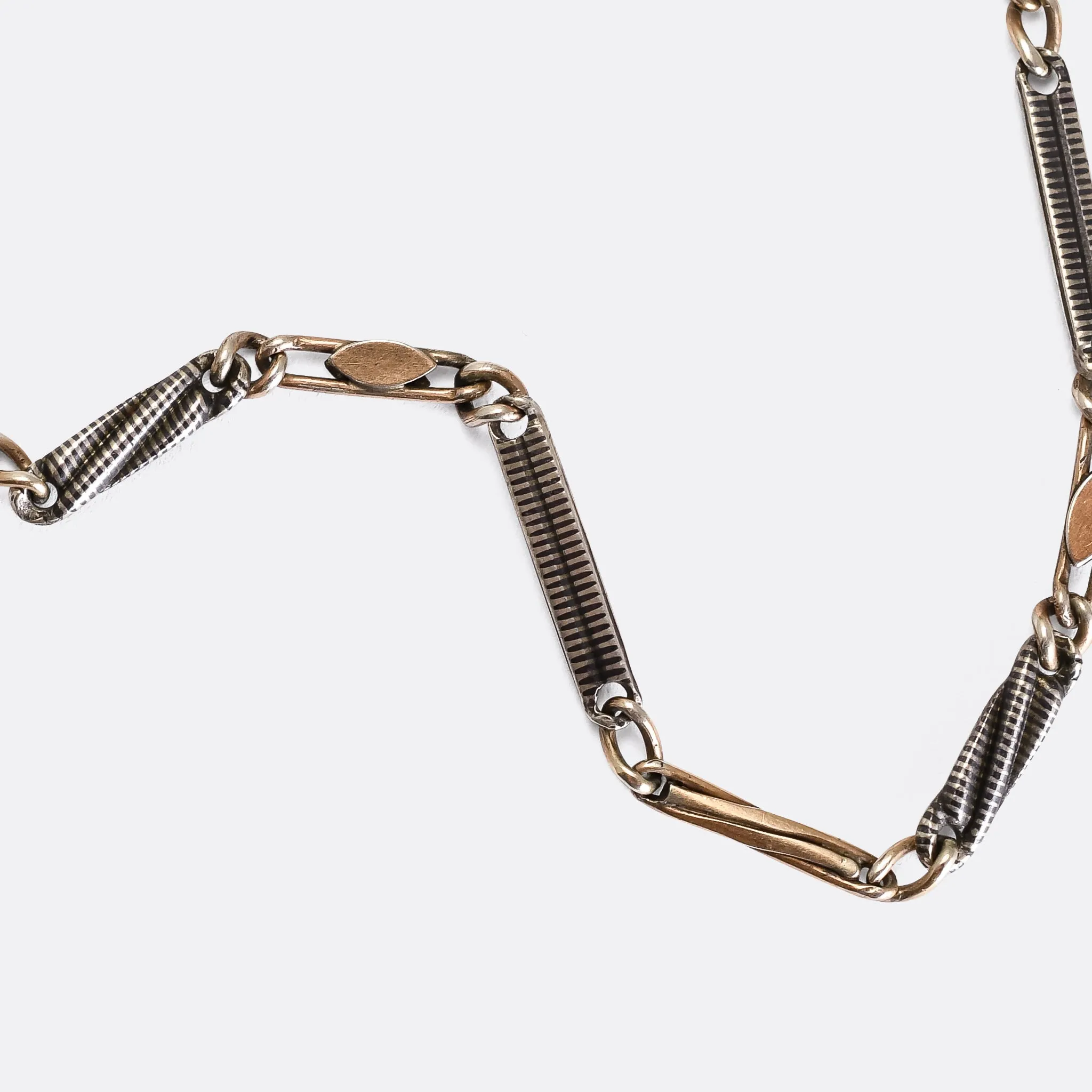 Victorian Niello Silver Chain, 26"
