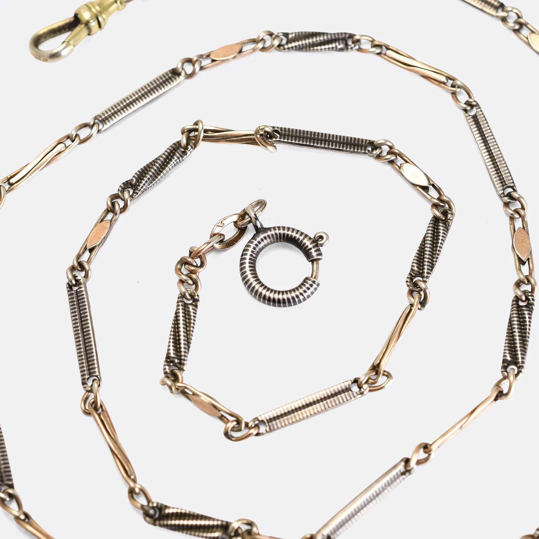 Victorian Niello Silver Chain, 26"