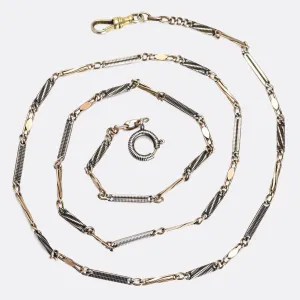 Victorian Niello Silver Chain, 26"