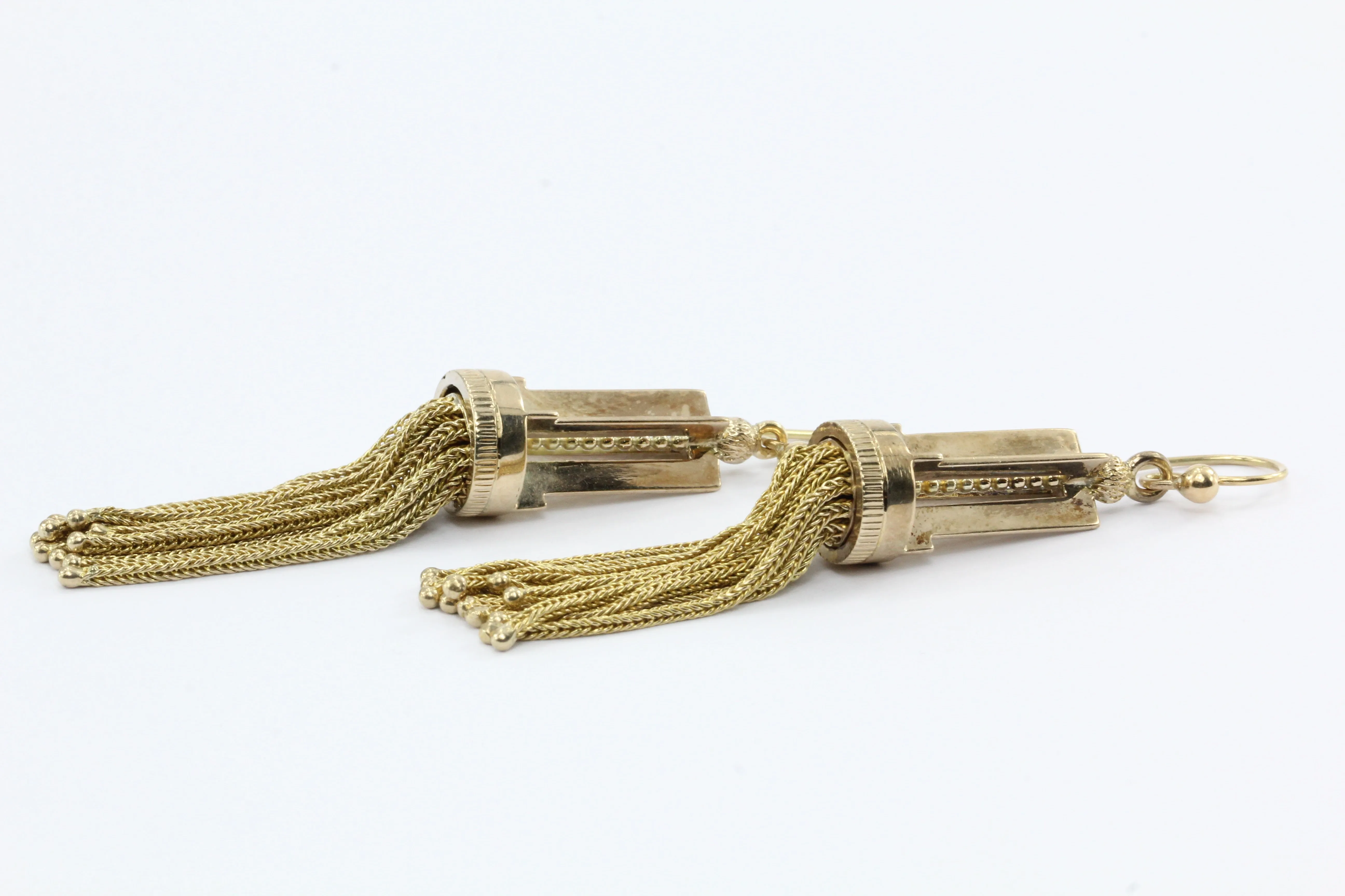 Vintage 14K Yellow Gold Tassel Earrings