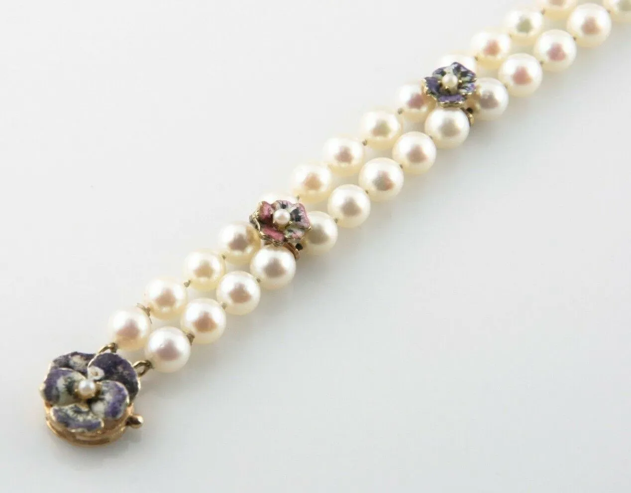 Vintage 14KT Yellow Gold Akoya Cultured Pearl Bracelet