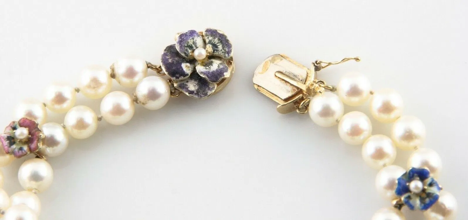 Vintage 14KT Yellow Gold Akoya Cultured Pearl Bracelet