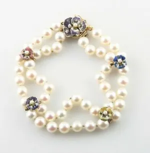 Vintage 14KT Yellow Gold Akoya Cultured Pearl Bracelet
