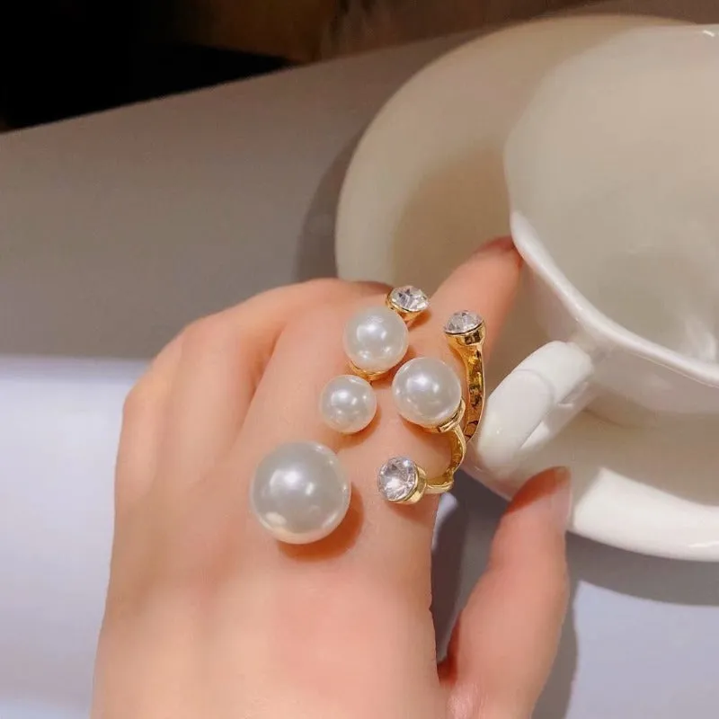 Vintage Baroque Pearl Ring Gold for Women Girls Party Jewelry