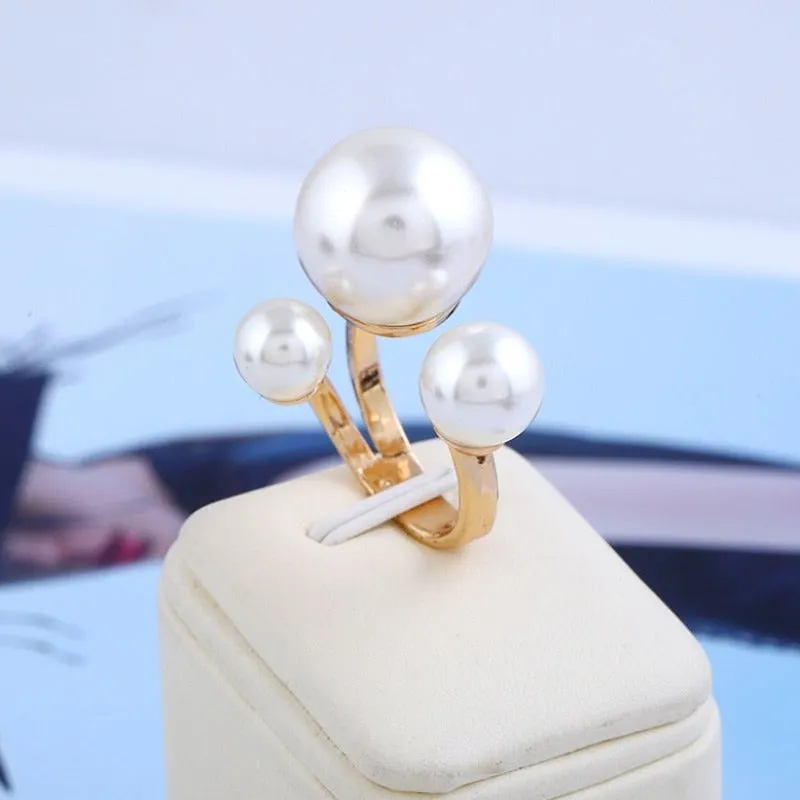 Vintage Baroque Pearl Ring Gold for Women Girls Party Jewelry
