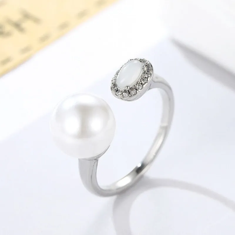 Vintage Baroque Pearl Ring Gold for Women Girls Party Jewelry