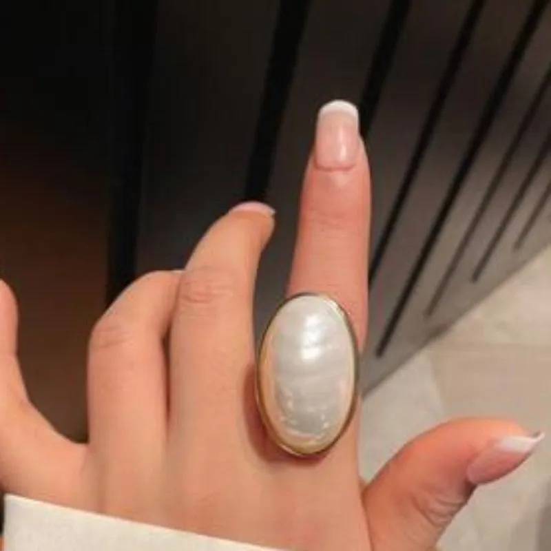 Vintage Baroque Pearl Ring Gold for Women Girls Party Jewelry