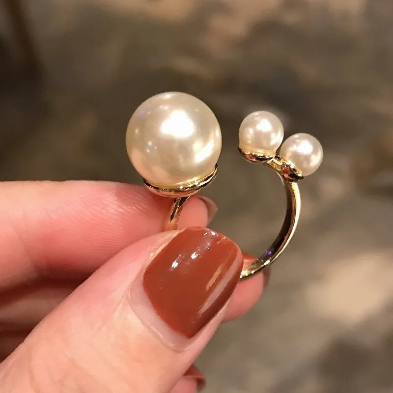 Vintage Baroque Pearl Ring Gold for Women Girls Party Jewelry
