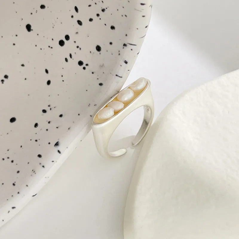 Vintage Baroque Pearl Ring Gold for Women Girls Party Jewelry