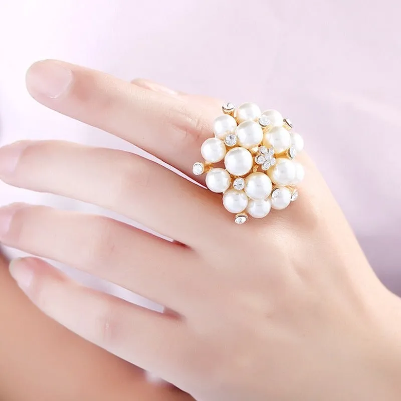 Vintage Baroque Pearl Ring Gold for Women Girls Party Jewelry