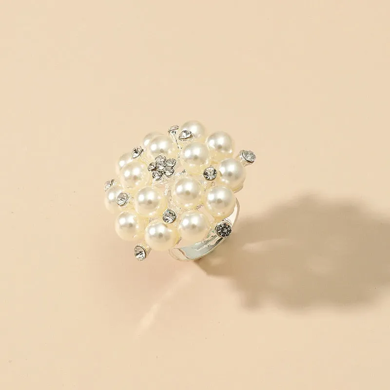 Vintage Baroque Pearl Ring Gold for Women Girls Party Jewelry
