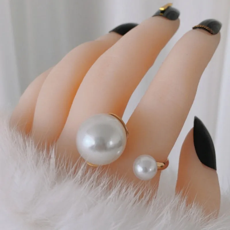 Vintage Baroque Pearl Ring Gold for Women Girls Party Jewelry