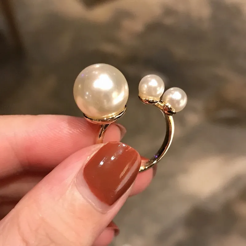 Vintage Baroque Pearl Ring Gold for Women Girls Party Jewelry