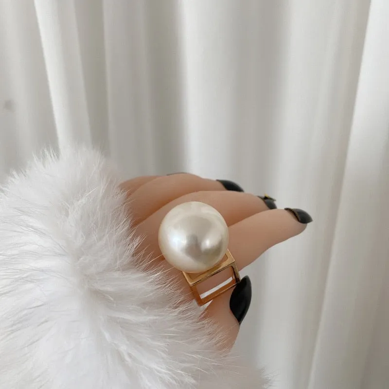 Vintage Baroque Pearl Ring Gold for Women Girls Party Jewelry