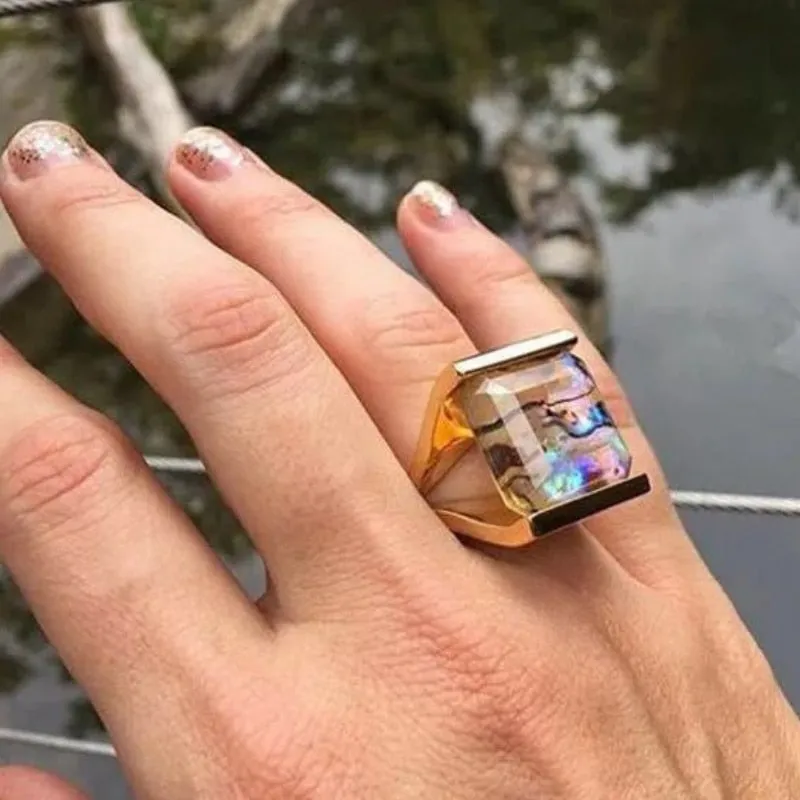 Vintage Baroque Pearl Ring Gold for Women Girls Party Jewelry