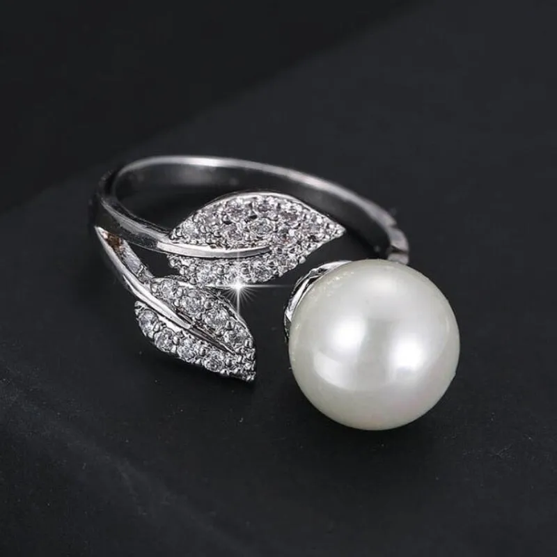 Vintage Baroque Pearl Ring Gold for Women Girls Party Jewelry