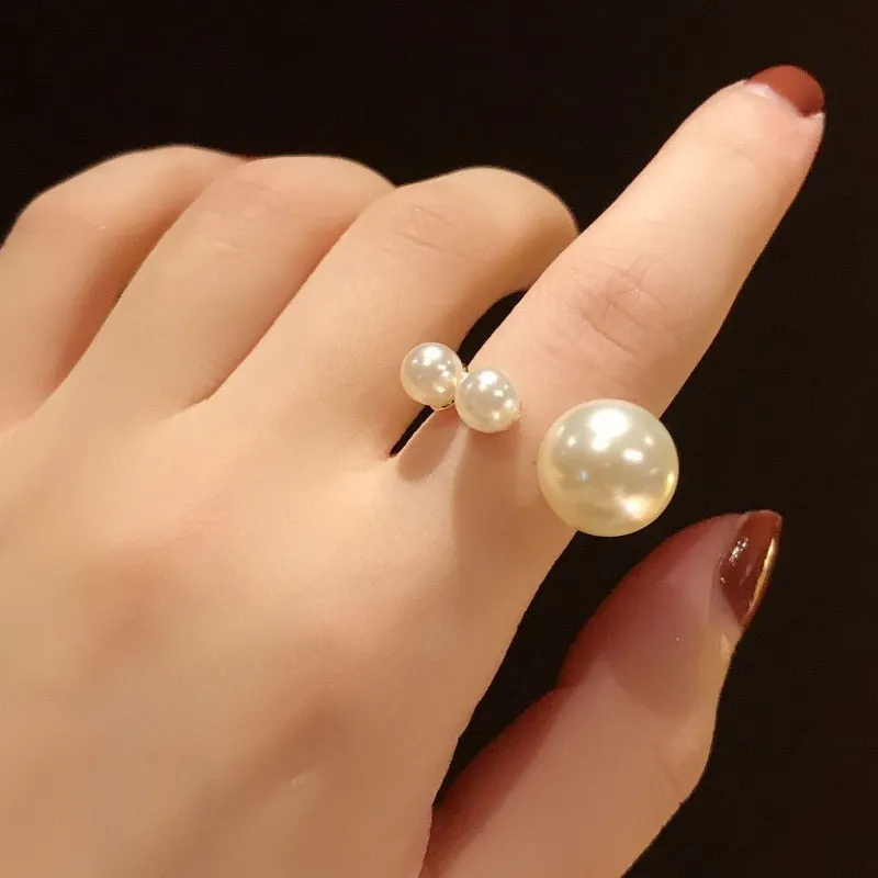 Vintage Baroque Pearl Ring Gold for Women Girls Party Jewelry