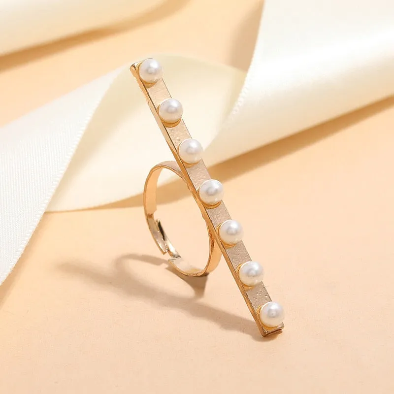 Vintage Baroque Pearl Ring Gold for Women Girls Party Jewelry