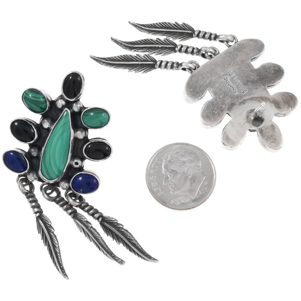 Vintage Multi-Stone Feather Earrings