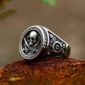 Vintage Pirate Signet Skull Ring