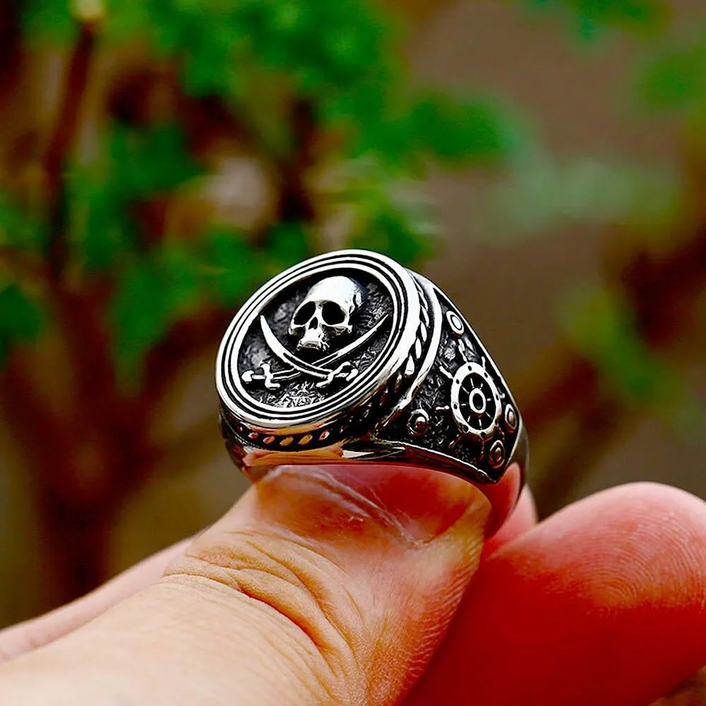 Vintage Pirate Signet Skull Ring