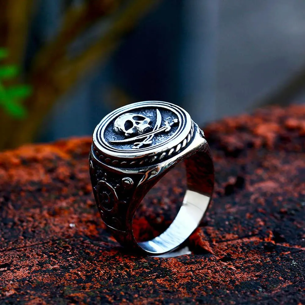 Vintage Pirate Signet Skull Ring