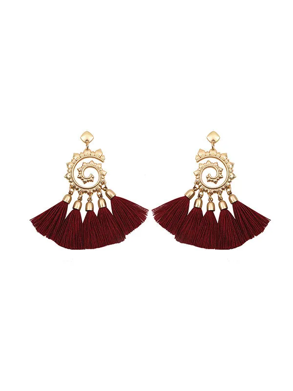 Vintage Snail Pattern Tassel Earrings