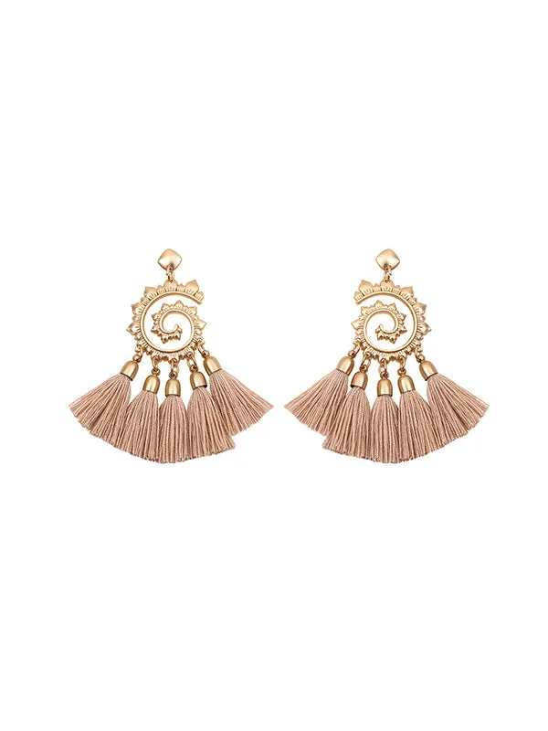 Vintage Snail Pattern Tassel Earrings