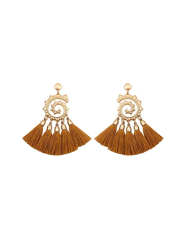 Vintage Snail Pattern Tassel Earrings