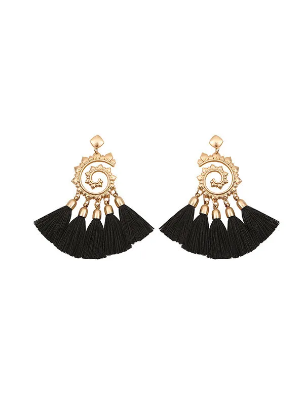 Vintage Snail Pattern Tassel Earrings