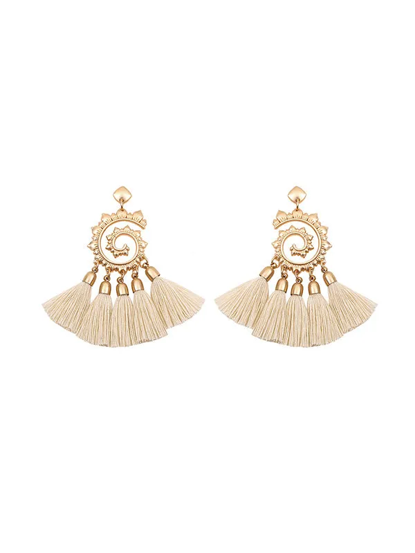 Vintage Snail Pattern Tassel Earrings