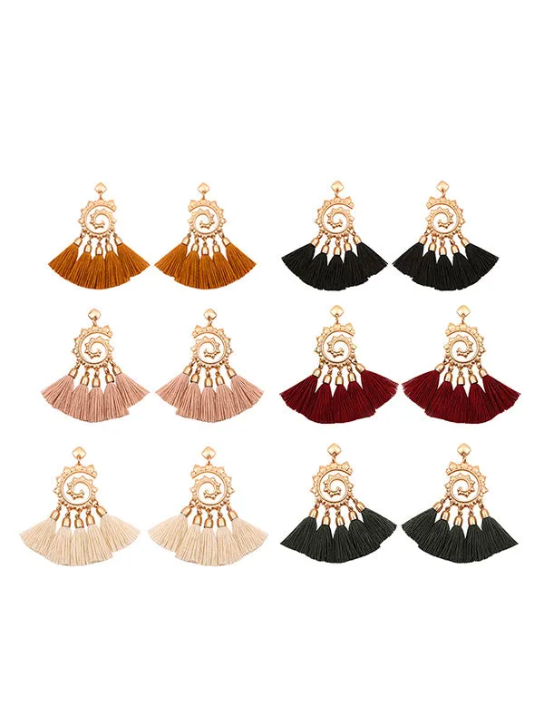 Vintage Snail Pattern Tassel Earrings